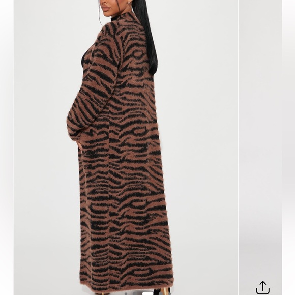 *offer For Seagypsy* Fashion Nova Brown & Black Zebra Print Long Cardigan S NWT - Picture 2 of 5